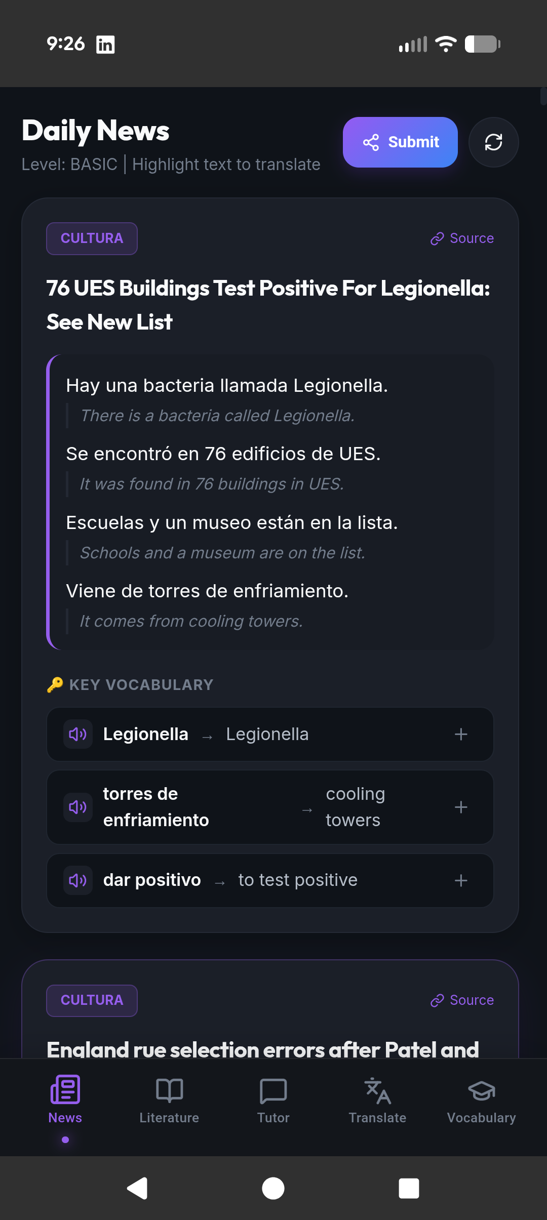 Bilingual News Interface